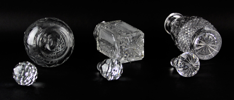 Set of Three Vintage Crystal Decanters