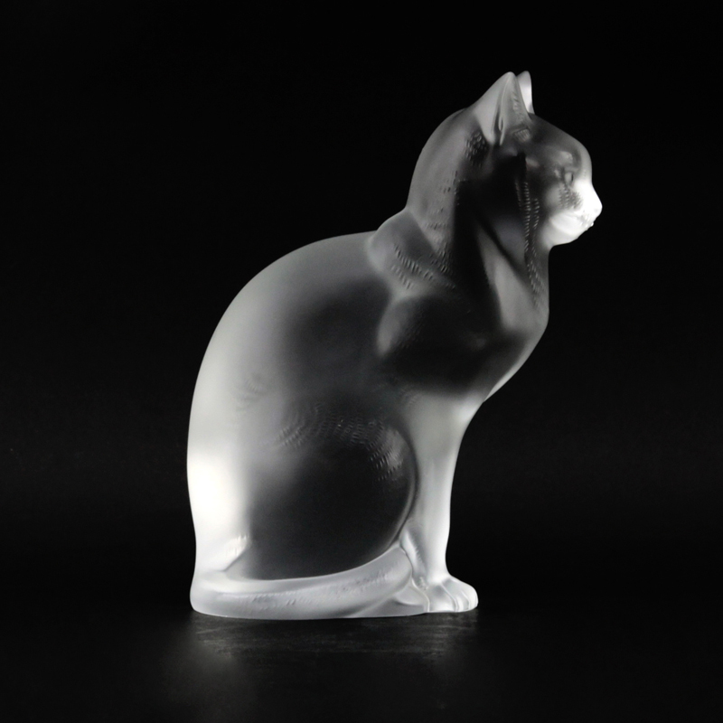 Lalique Crystal Seated Cat Figurine