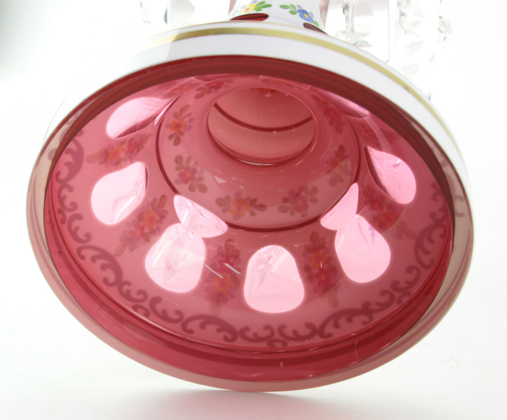 Pair of Bohemian Cranberry Glass Lusters