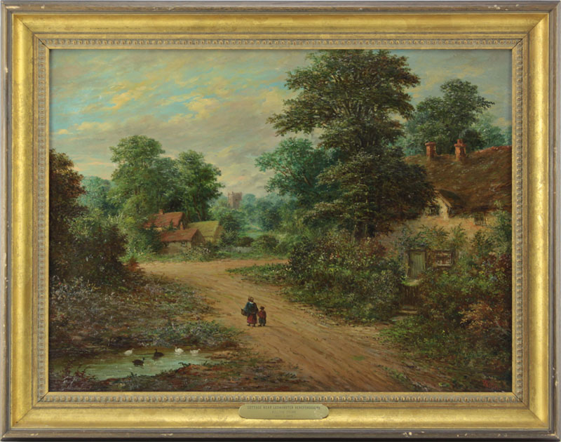 William Stone, British (1830-1875) Oil on canvas "Cottage Near Leominster Herefordshire" Signed lower right, inscribed en verso