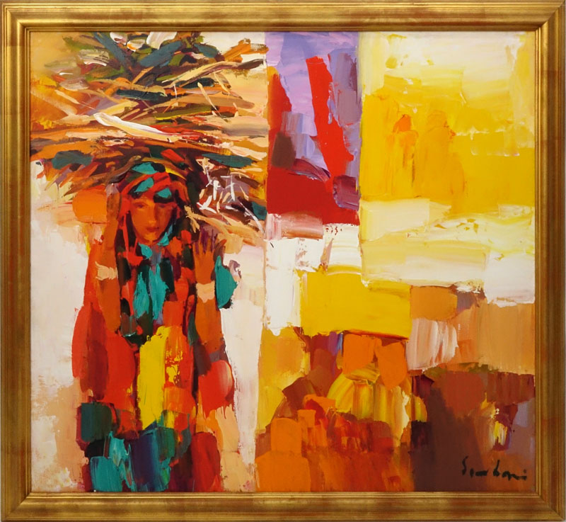 Nicola Simbari, Italian (1927-2012) Oil on canvas "Calabrian Girl"