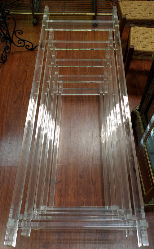 Modern Lucite Stacked Table Base. Glass top is available.