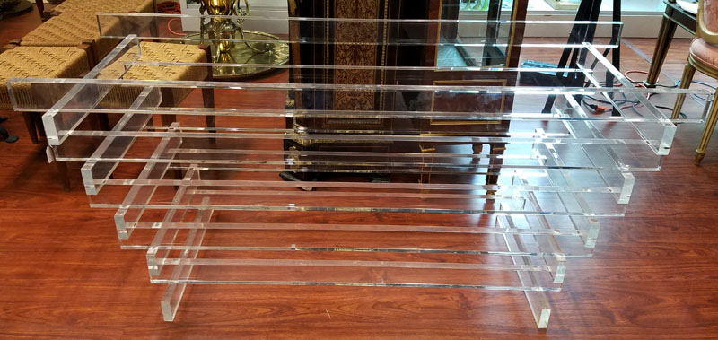 Modern Lucite Stacked Table Base. Glass top is available.