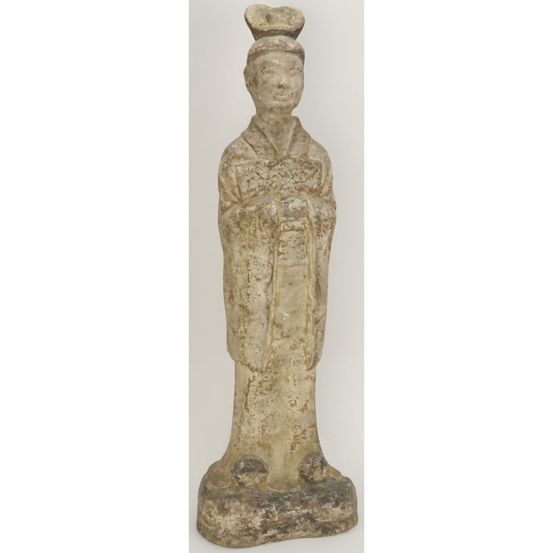 A Chinese Tang Dynasty Polychrome Pottery Figure