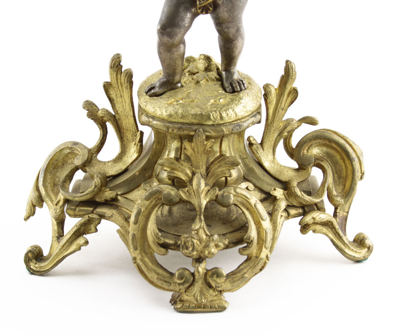 Pair Antique Gilt Bronze Figural Candelabra