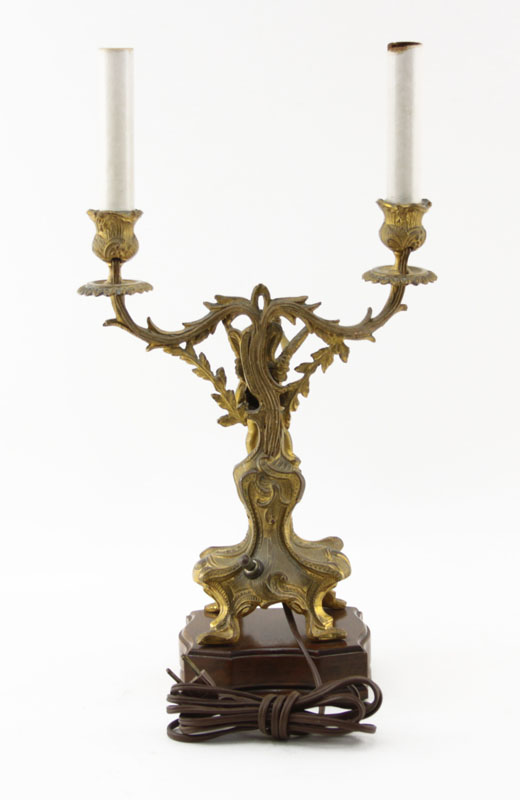 19th Century Gilt Bronze Putti 2 Arm Candelabra Lamp