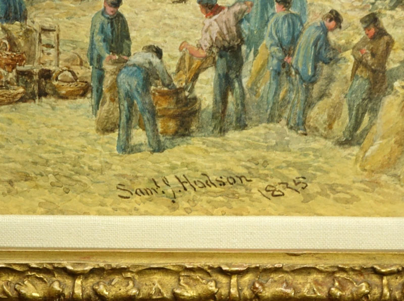 Samuel John Hodson, British (1836-1908) Watercolor on paper "La Place Abbeville" Signed lower right, titled lower left