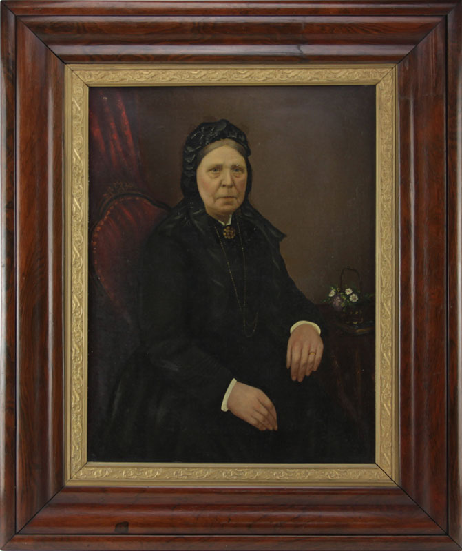 19th Century Oil on Canvas "Portrait Of A Woman In Black" Unsigned