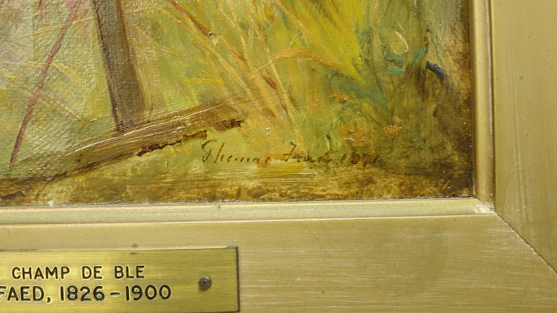 Thomas Faed, Scottish (1826-1900) "Des Le Champ De BLE" Antique Oil Painting