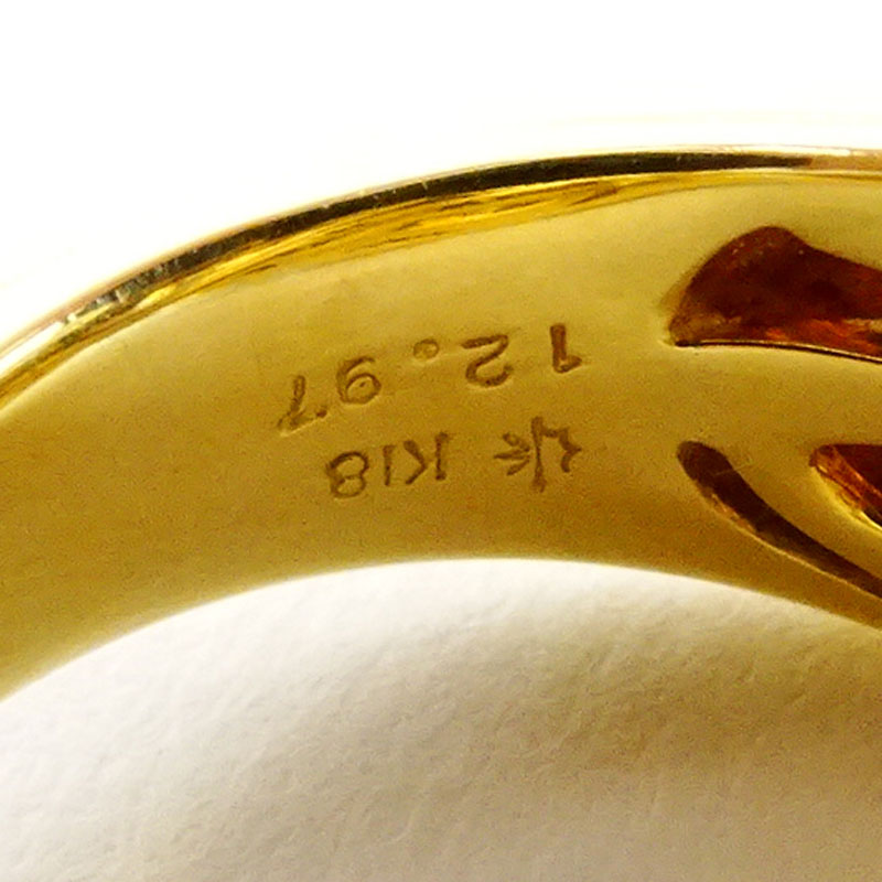 12.97 Carat Rectangular Cut Natural Bi Color Quartz and 14 Karat Yellow Ring