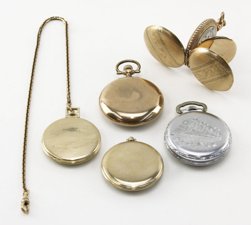 Grouping of Five (5) Vintage to Antique Pocket Watches