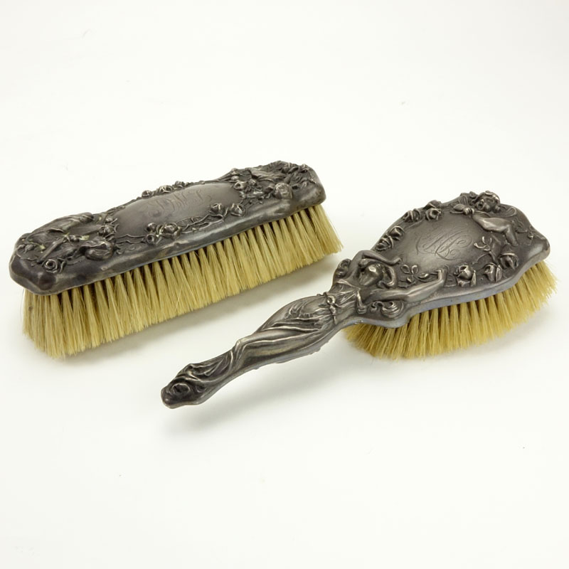 Two (2) Art Nouveau Period Sterling Silver Brushes