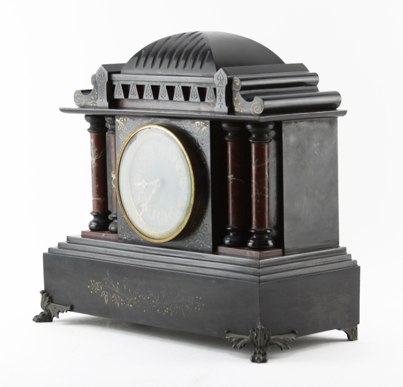 19/20th Century Victorian Style Slate Mantle Clock