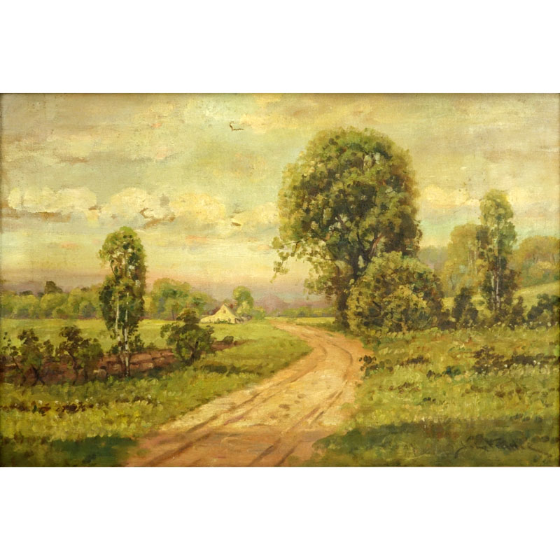 Antique Oil on Canvas "Old Country Road" Signed Lower Right