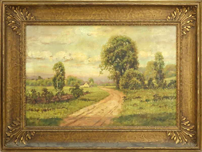 Antique Oil on Canvas "Old Country Road" Signed Lower Right
