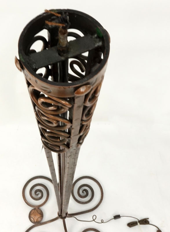 Art Deco Style Torchiere Hand Forged Iron Lamp Base