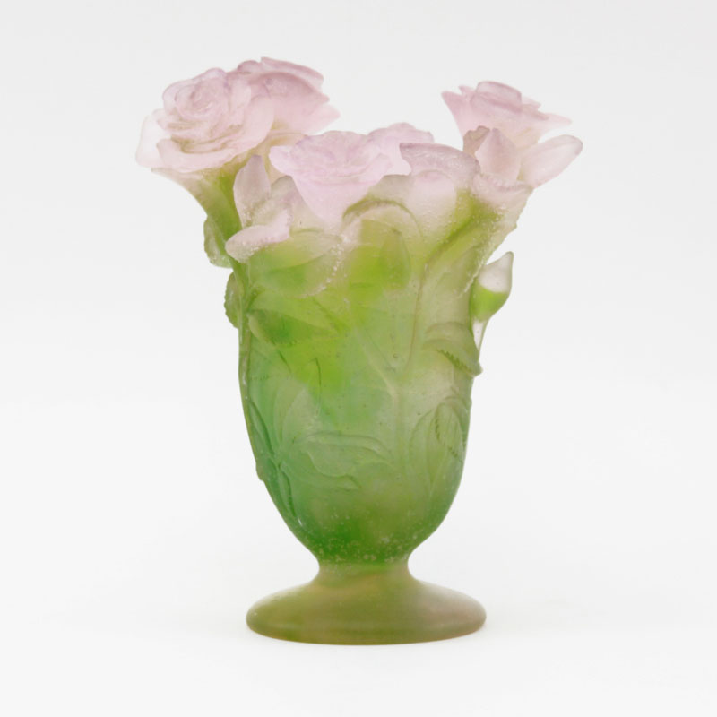 Daum Pate De Verre Floral Vase