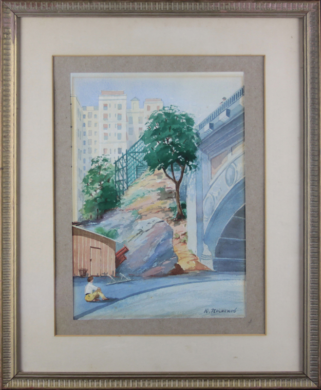 Russian School Watercolor on Paper, Urban Landscape