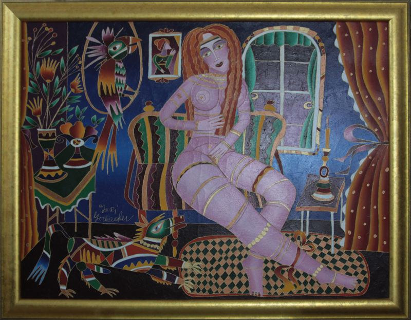 Yuri Gorbachev, Russian/American (born-1948) Oil on Canvas "Nude at Home" Signed Lower Left