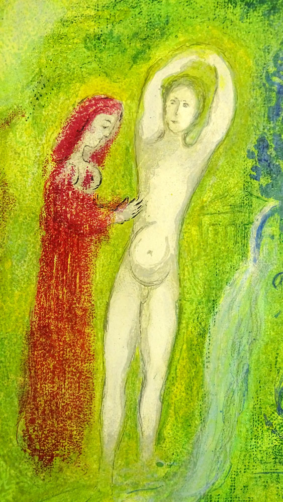 Marc Chagall, French/Russian (1887-1985) Color Lithograph on Arches Paper "Daphnis and Chloe" Signed in pencil lower right and numbered 55/60 lower left