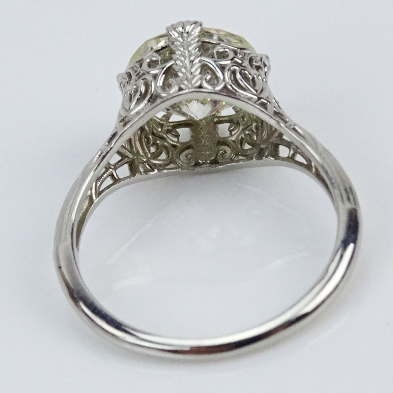 UGS Certified 2.83 Carat Round Brilliant Cut Diamond and Platinum Filigree Engagement Ring