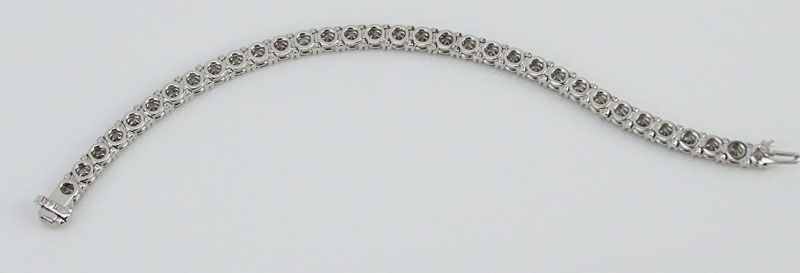 Approx. 12.0 Carat Round Brilliant Cut Diamond and 14 Karat White Gold Line Bracelet.