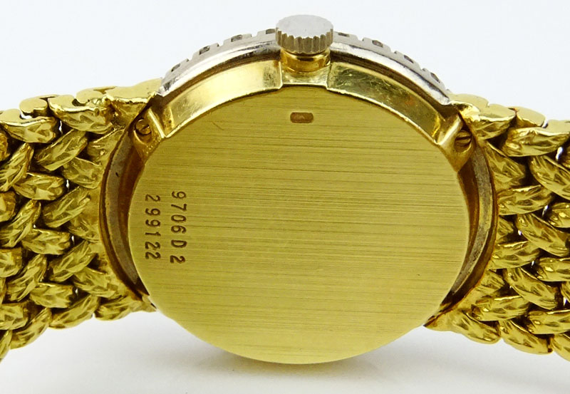 Lady's Vintage Piaget 18 Karat Yellow Gold, Diamond and Tigereye Bracelet Watch with Automatic Movement