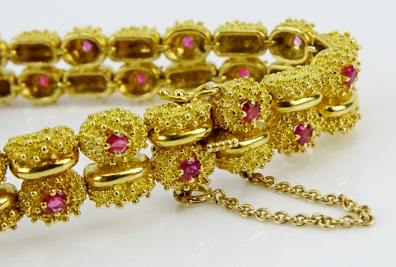 Vintage Tiffany & Co Approx. 3.0 Carat Burma Ruby and 18 Karat Yellow Gold Bracelet.
