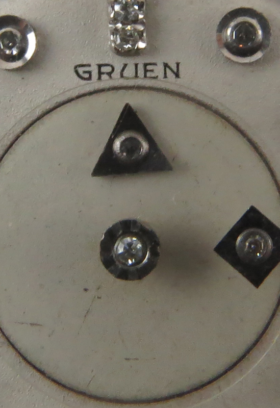 Circa 1950s Man's Gruen Mystery Dial 14 Karat White Gold Watch