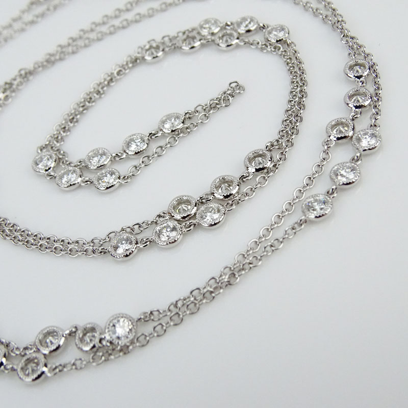Approx. 4.50 Carat Round Brilliant Cut Diamond and 18 Karat White Gold 36" Long Necklace. 