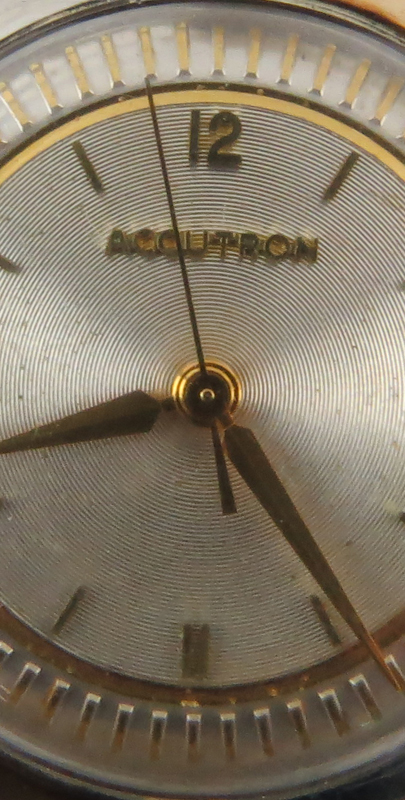 Vintage Bulova Accutron 214 Stainless Steel 14 Karat Yellow Gold Inlay Asymmetric Watch