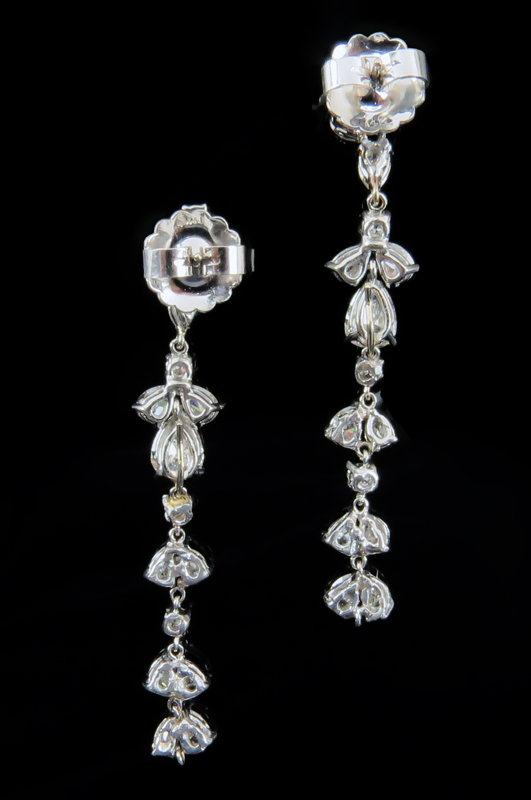 Lady's Vintage Approx. 7.0 Carat TW Pear Shape Diamond and Platinum Chandelier Earrings with Detachable Drops, each earring set with .75 Carat Pear Shape Diamond