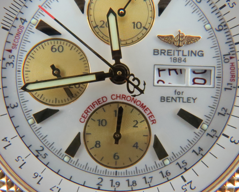 Man's Breitling for Bentley Motors Special Edition 18 Karat Yellow Gold Chronometer Bracelet Watch