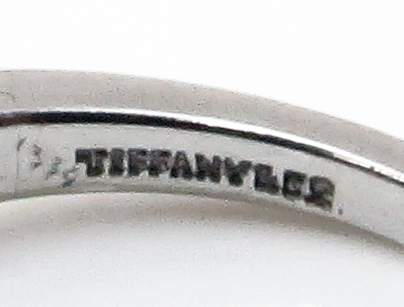 Vintage Tiffany & Co approx. 3.05 Carat TW Round Brilliant Cut Diamond and Platinum Three Stone Engagement Ring