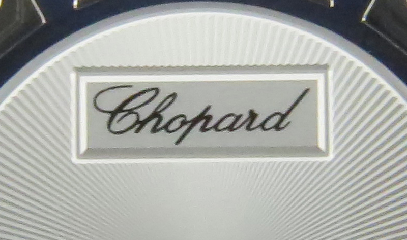 Man's Chopard 18 Karat White Gold and Pave Set Round Cut Diamond Bracelet Watch