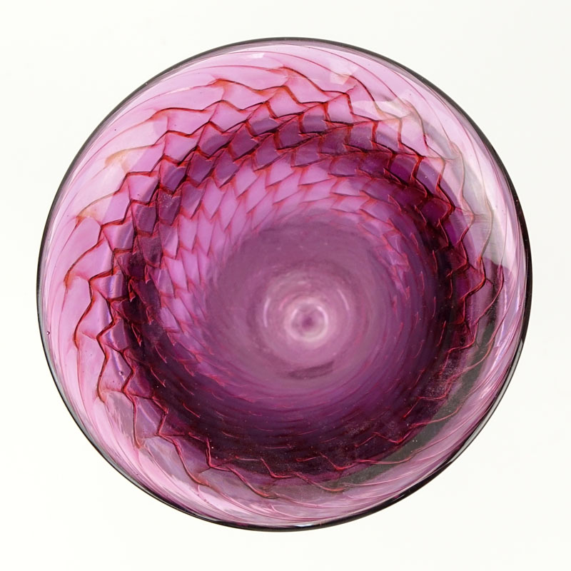 Linda Zmina, American (20th Century) Cranberry Colored Art Glass Trumpet Vase