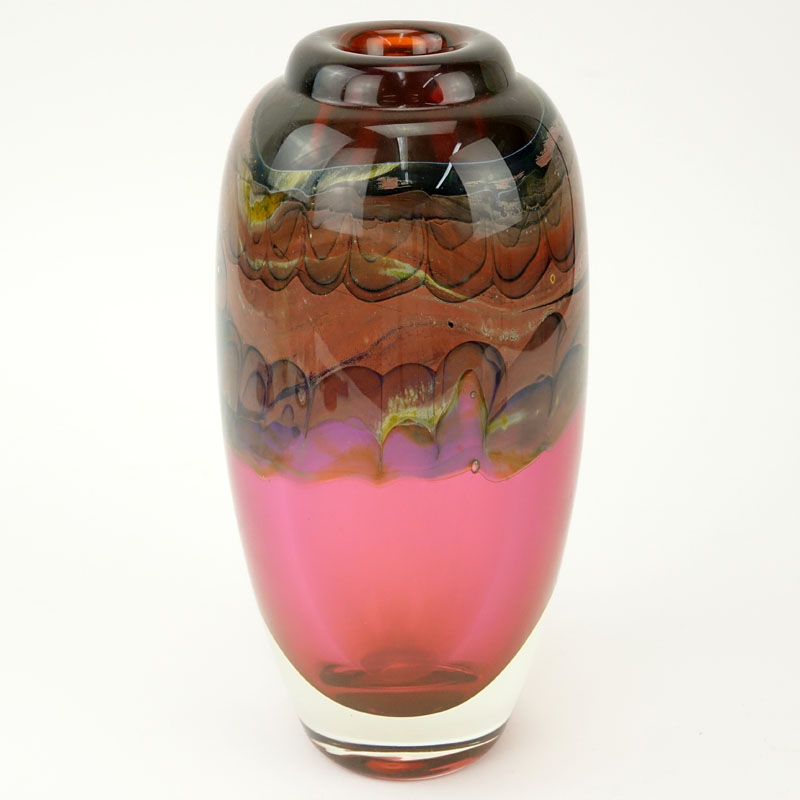 Brent Kee Young, American (b-1946) Hand Blown Studio Art Glass Vase