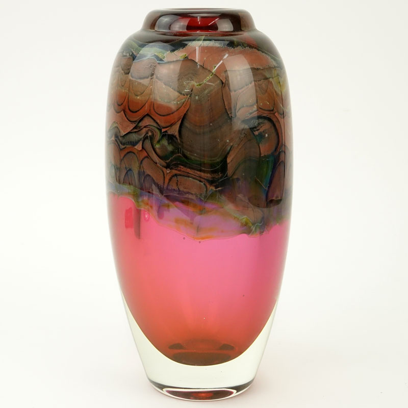 Brent Kee Young, American (b-1946) Hand Blown Studio Art Glass Vase