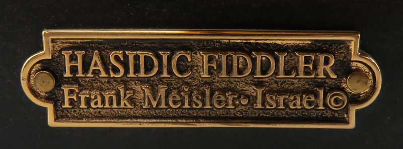 Frank Meisler, Israeli (b. 1929) Silver and Gilt  "Hasidic Fiddler" Sculpture on Marble Base.