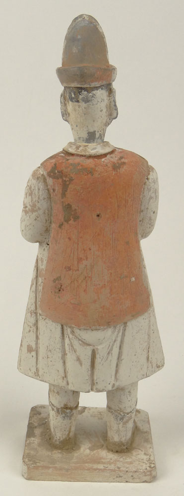 Chinese Ming Dynasty (1368–1644) Pottery Attendant Figure/Bottle with removable head and pigment