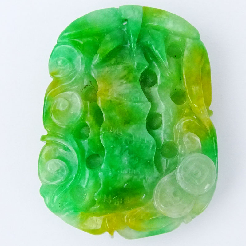 Finely Carved Chinese Tri-Color Jade Pendant