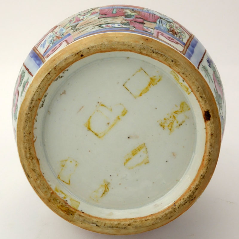 Antique Chinese Export Porcelain Rose Medallion Vase