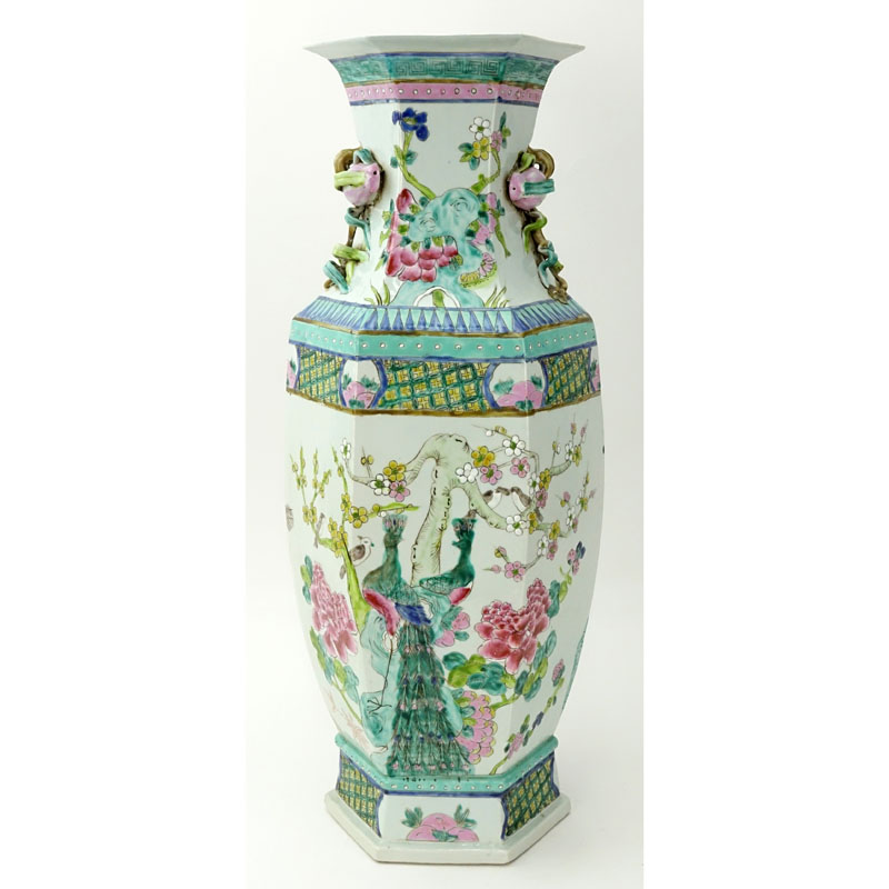 Oversized Antique Chinese Hand Painted Porcelain Vase