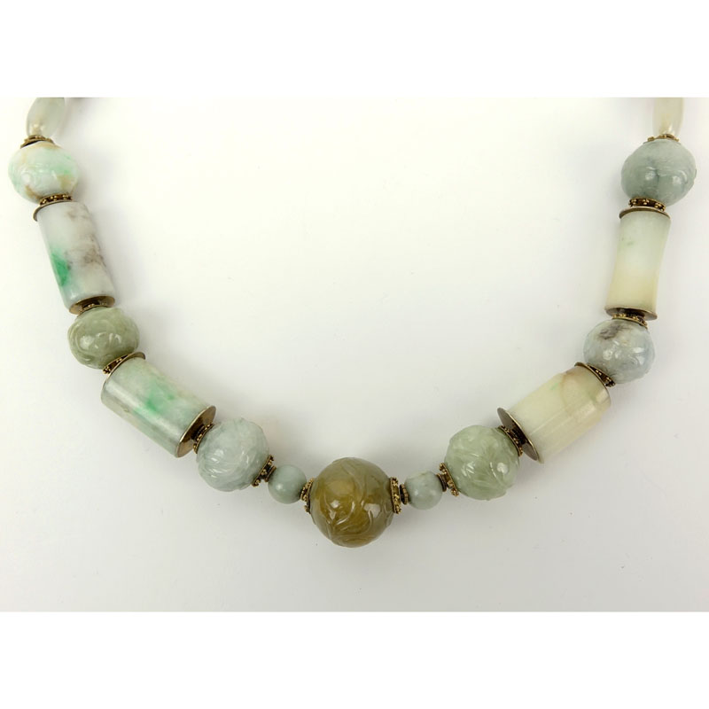Antique Chinese Jadeite Bead Necklace