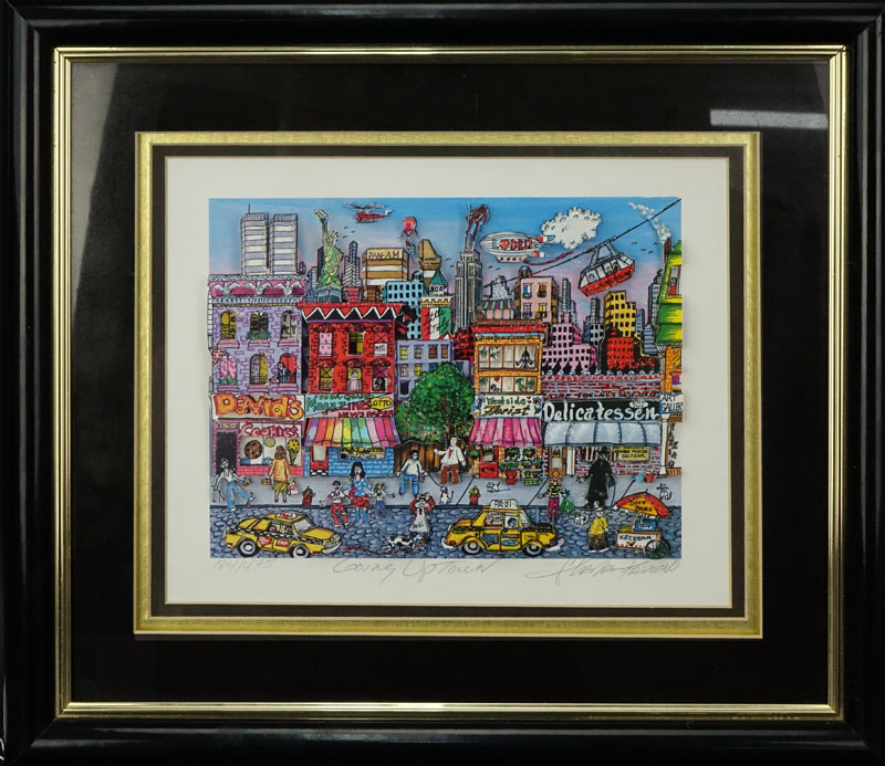 Charles Fazzino, American (b-1955) 3-D Pop Art "Going Uptown" Pencil Signed and Numbered 184/475