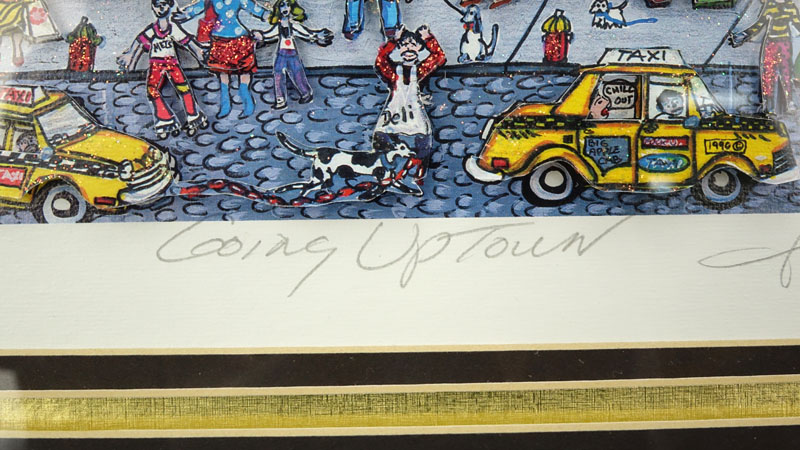 Charles Fazzino, American (b-1955) 3-D Pop Art "Going Uptown" Pencil Signed and Numbered 184/475