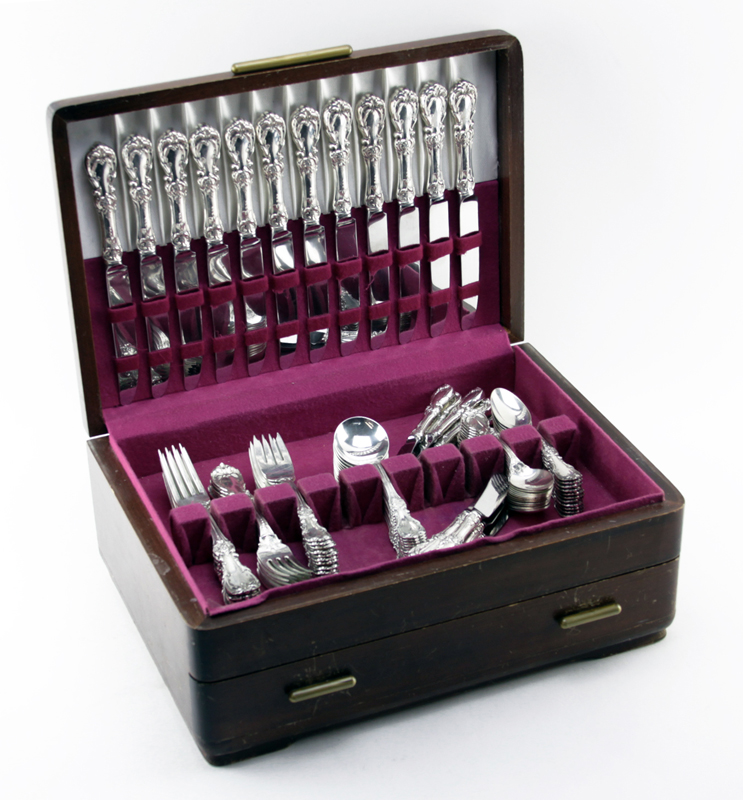 Eighty-Four (84) Pieces Reed and Barton Burgundy Sterling Silver Flatware