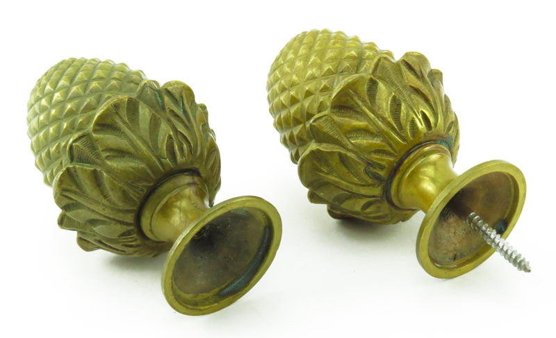 Good Pair of 19th Century French Heavy Bronze Pineapple Finials