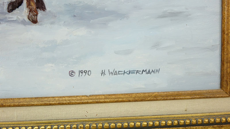 Hubert Wackermann, Canadian/German (b. 1945) Oil on panel "Blackfeet Scouting Party"