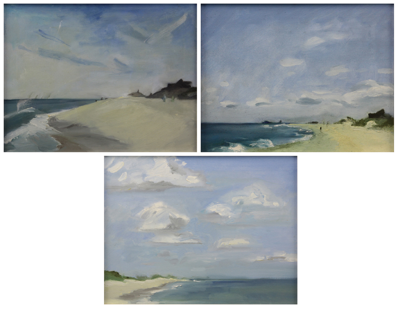 Burton (20th century) Three (3) Oil on Canvas Seascapes